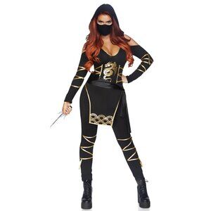 Stealth Ninja Costume for Women – 3 Piece Sexy Halloween Catsuit with Hood